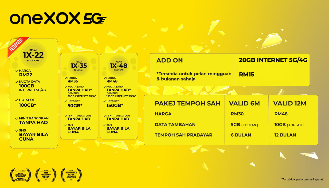 Pelan ONE-X Prepaid 2026