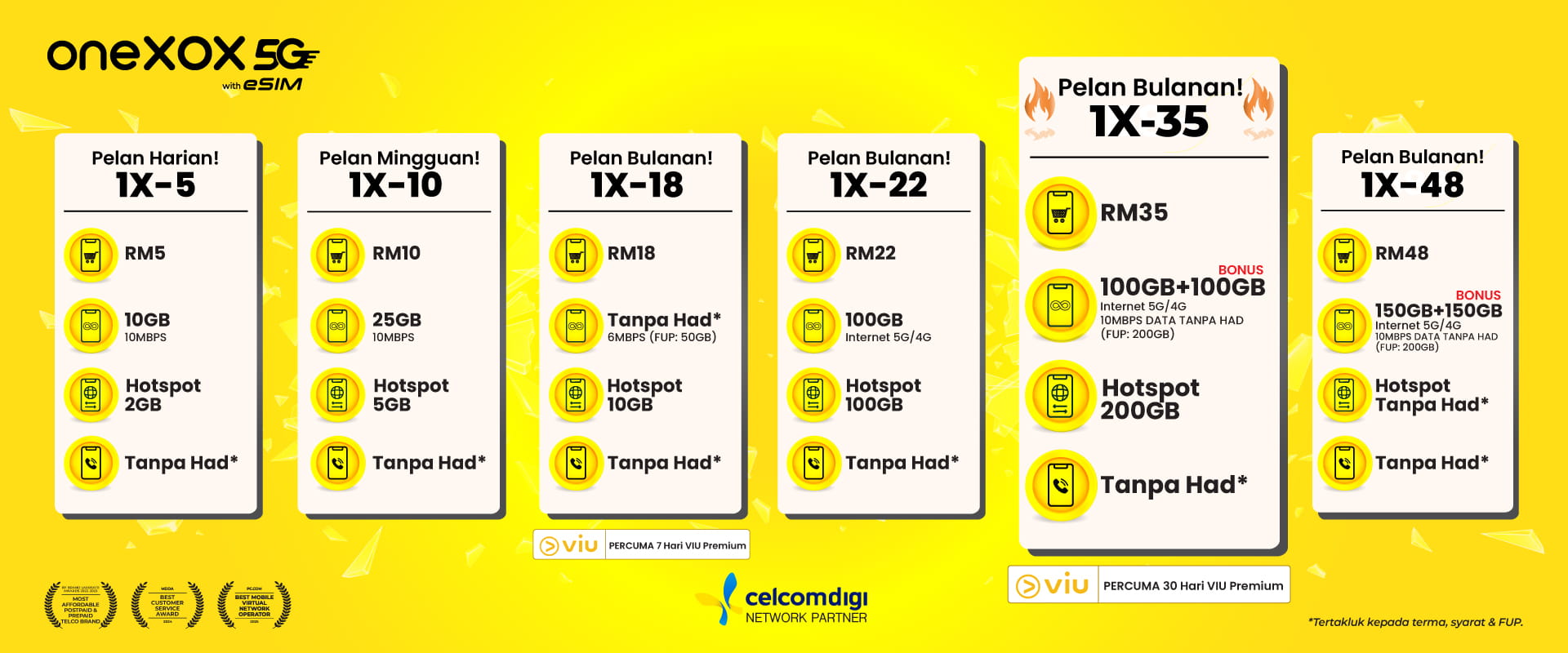 Pelan ONE-X Prepaid 2026